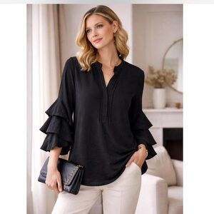 Ruffle Sleeve Popover Top